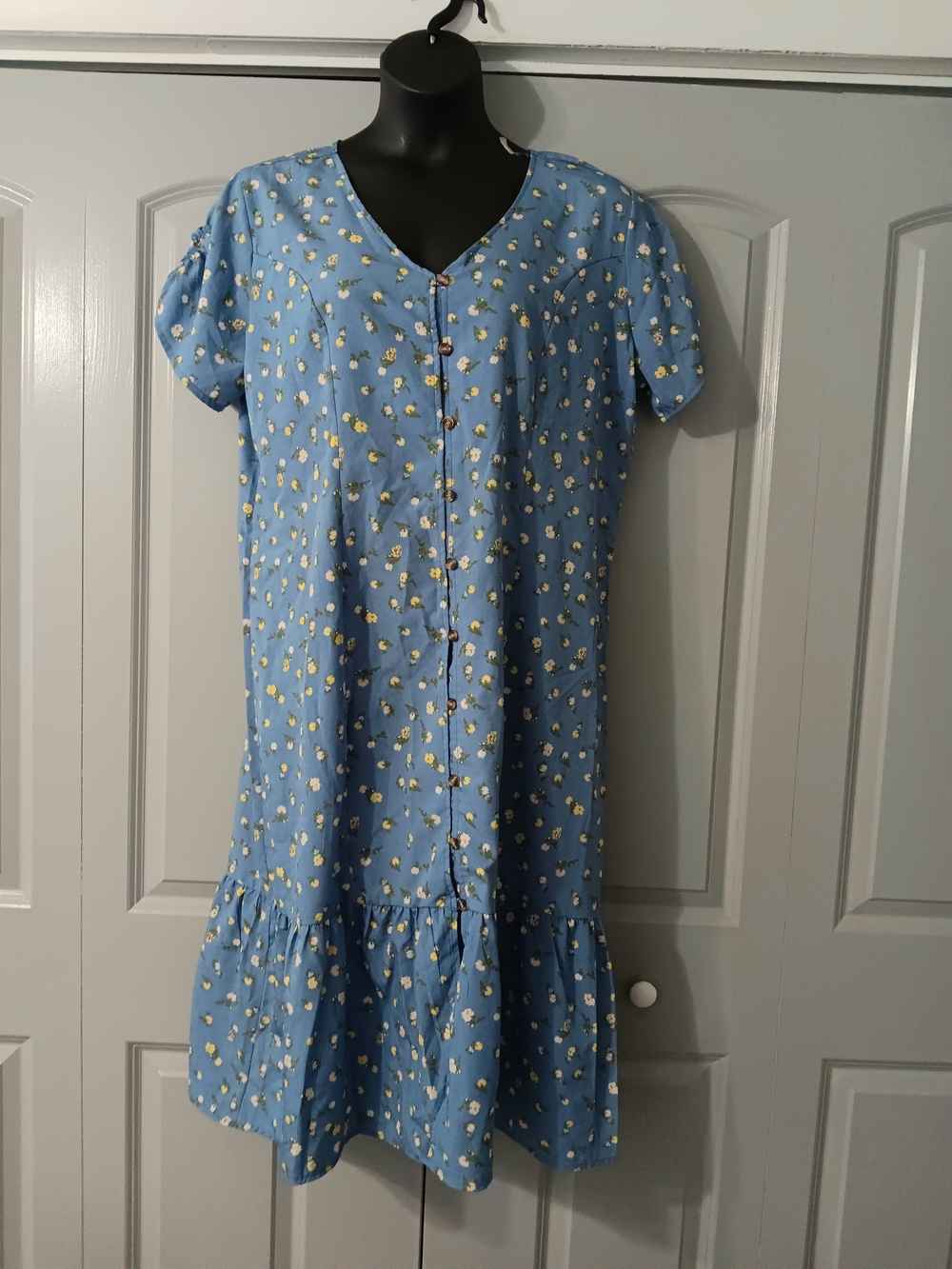 Mph Blue Floral Button-Front Maxi Dress